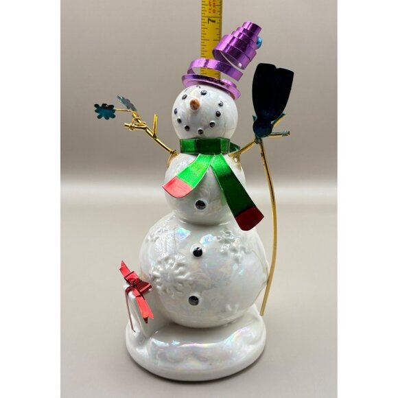 Vibrant Snowman Christmas Figurine with Metallic Glossy Accents Don Mechanic - Picture 3 of 8
